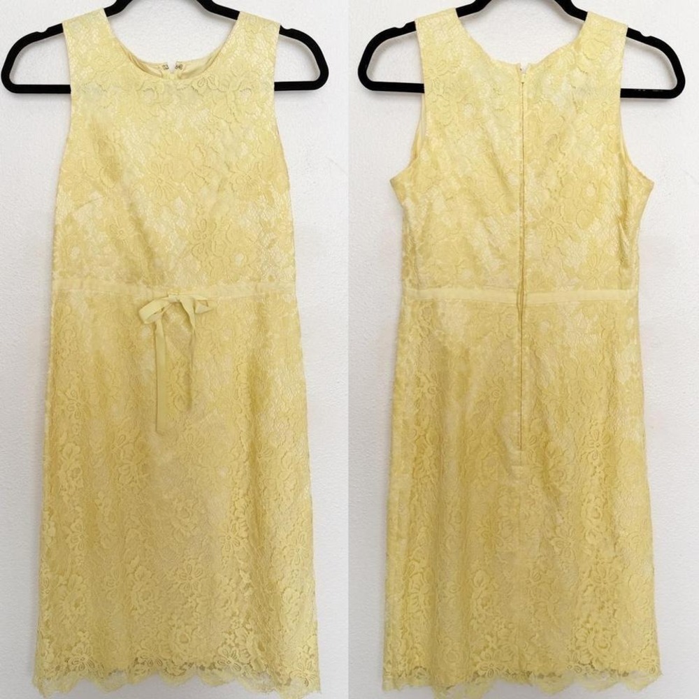 Banana Republic Butter Yellow Lace Dress Sleeveless Sheath Spring Wedding Guest